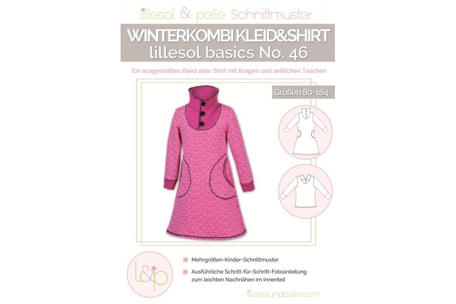 Papierschnittmuster lillesol basics No.46 Winterkombi Kleid & Shirt Gr. 80 - 164